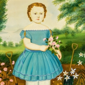 An early American portrait of a young girl in a flower garden | BRG