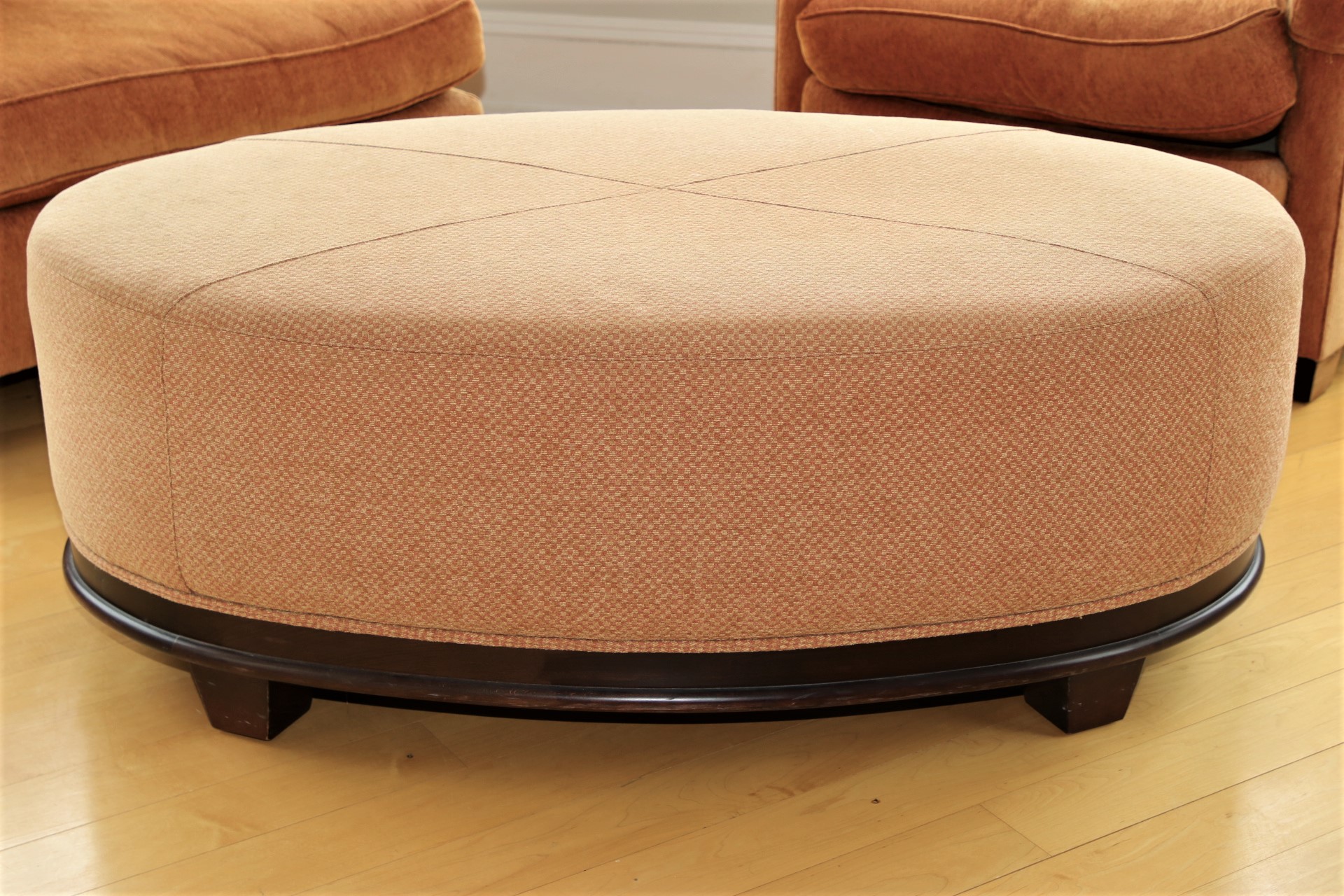 Barbara Barry Oval X-Stitched Ottoman For Baker Furniture ...