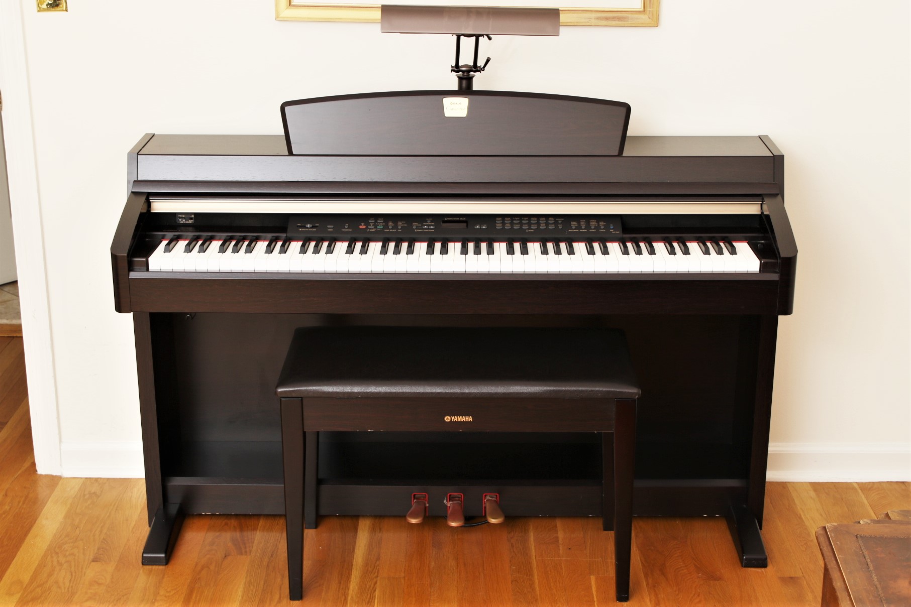 yamaha clavinova piano clp 240 with bench and lamp #64779