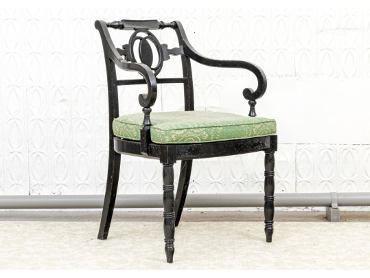 Regency Style Carved And Ebonized Armchair