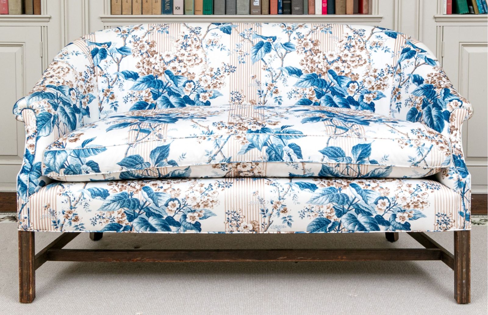 VINTAGE CHIPPENDALE STYLE SETTEE WITH VIBRANT BOTANICAL UPHOLSTERY