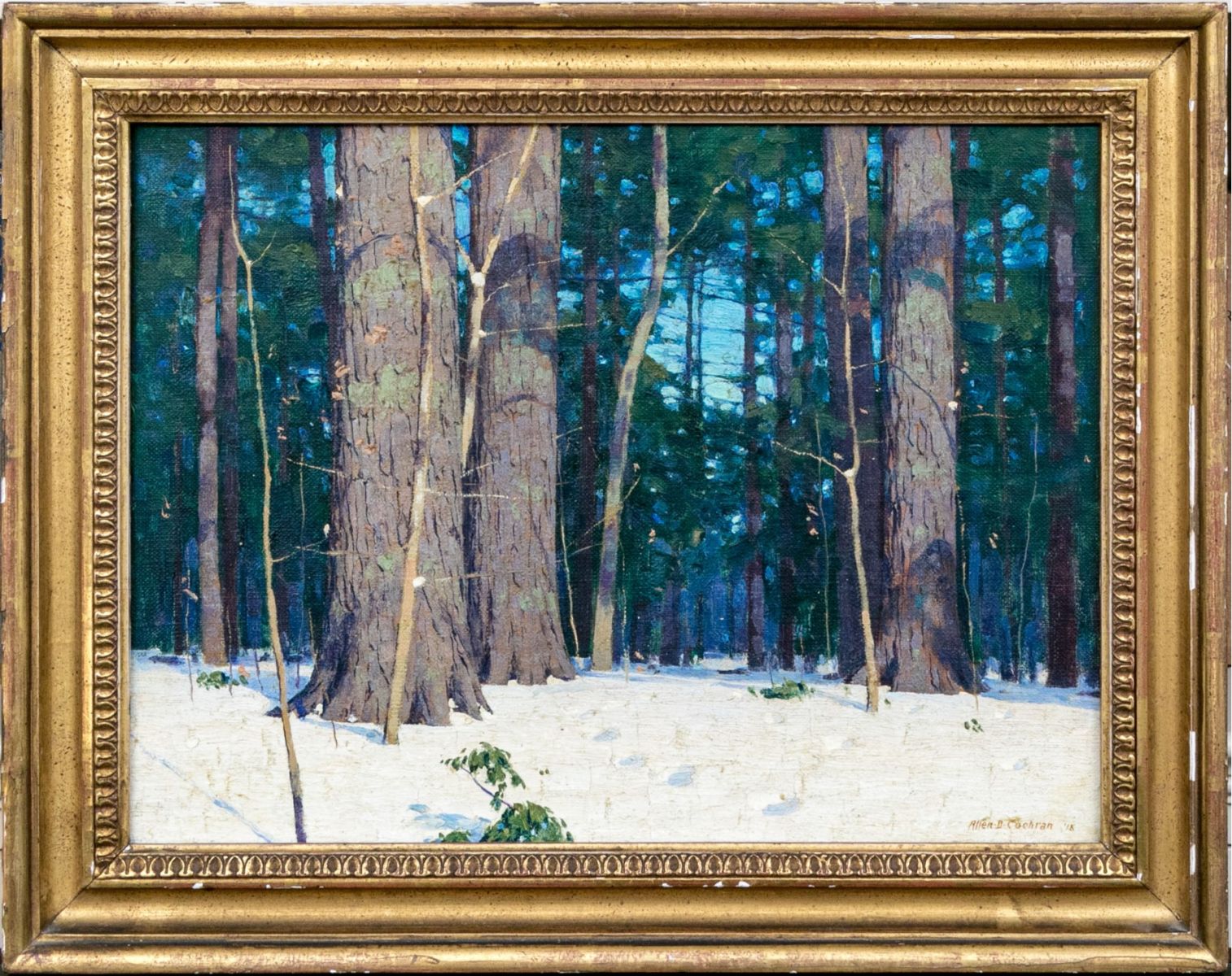 ALLEN DEAN COCHRAN (AMERICAN [OH], 1888-1971) OIL ON CANVAS, WINTER WOODLAND