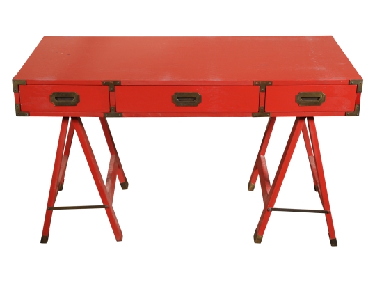 Red Painted Vintage Campaign Desk On Stand Black Rock Galleries