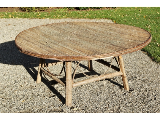 Large Round Adirondack Style Table With Twig Top 70810 Black Rock Galleries