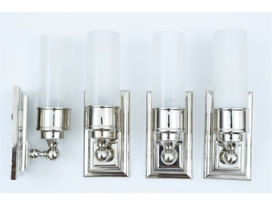 Four Pottery Barn Sussex Tube Sconces In Chrome Finish Black