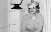 C. 1941 black and white portrait of Dorothy Draper seated in front a a bust sculpture. New York World-Telegram and the Sun Newspaper staff photographer: Edward Lynch, Public domain, via Wikimedia Commons  | BRG